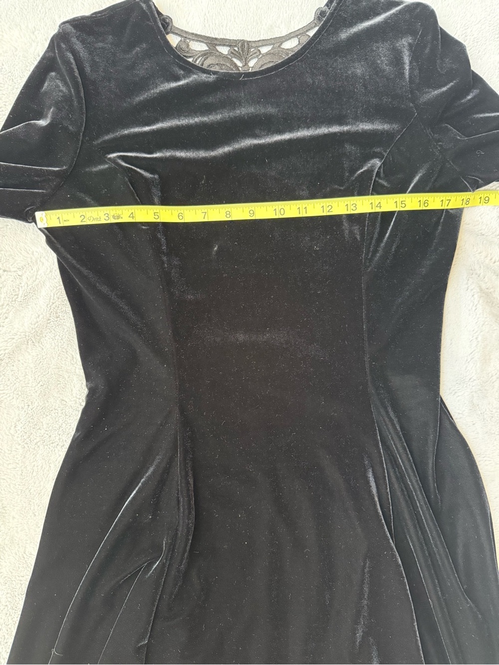 Jessica McClintock Vintage Black Velvet Long Sleeve Cocktail Dress - Picture 8 of 10